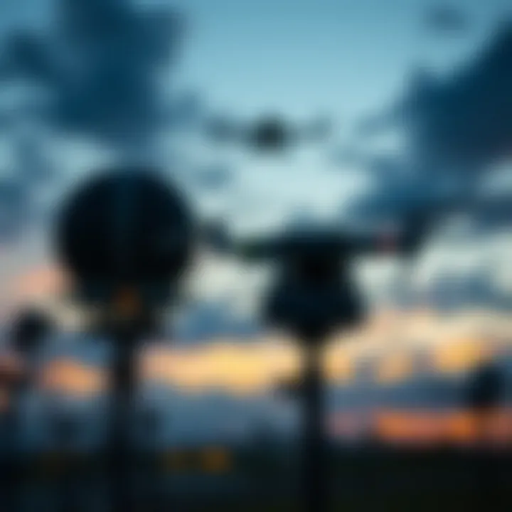 Military radar system detecting an aerial object in a twilight sky