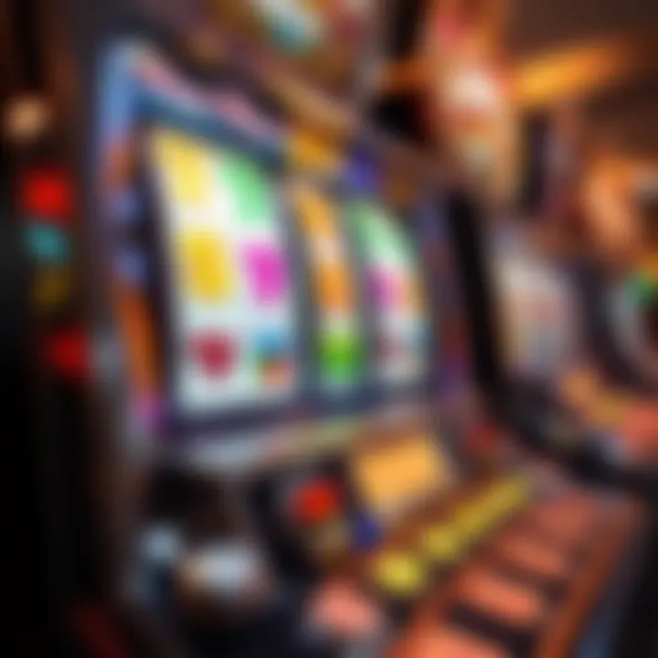 Close-up of a classic slot machine with colorful symbols on reels