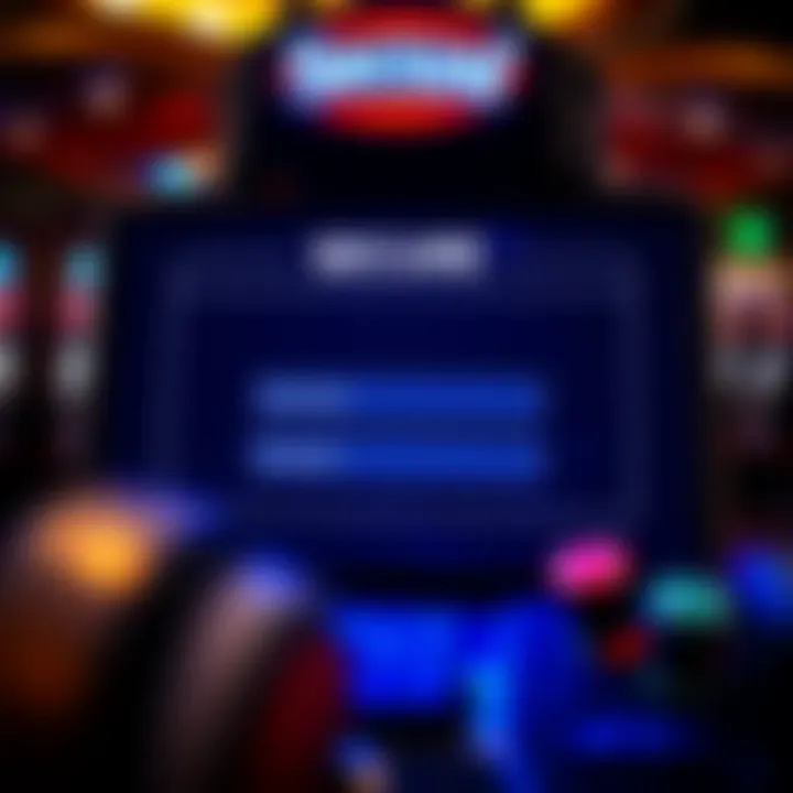 Secure login interface for online pokies platform showing username and password fields