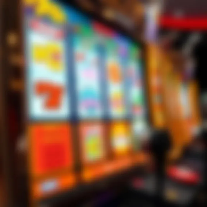 Colorful online pokies game interface showing reels with various symbols