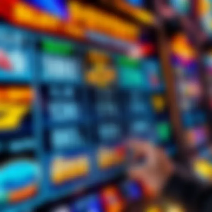 Illustration of a slot machine display showing payout percentages and game features