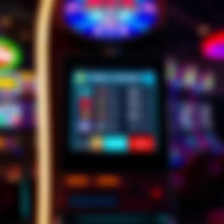 Digital Gambling Machine Interface in Australian Venues Close-up view of a digital gambling machine display showing game interface and payout options in a casino setting
