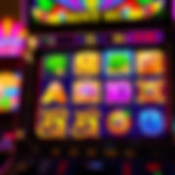 Colorful online slot machine interface displaying various symbols and bonus features