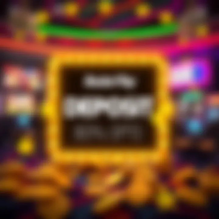 Bright casino-themed graphic highlighting no deposit bonus concept with coins and stars