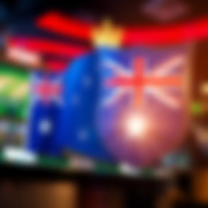 Safety Considerations for Australian Players on Royal Reels Illustration of security shield and Australian flag symbolizing safe online gaming for Australian players