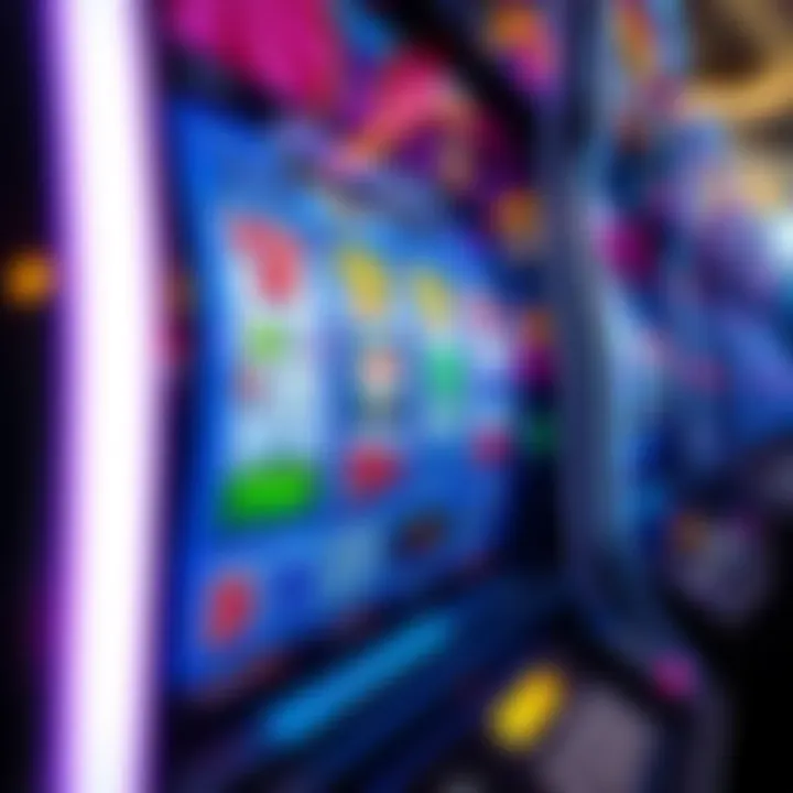 Close-up view of a pokies machine screen displaying colorful reels and symbols