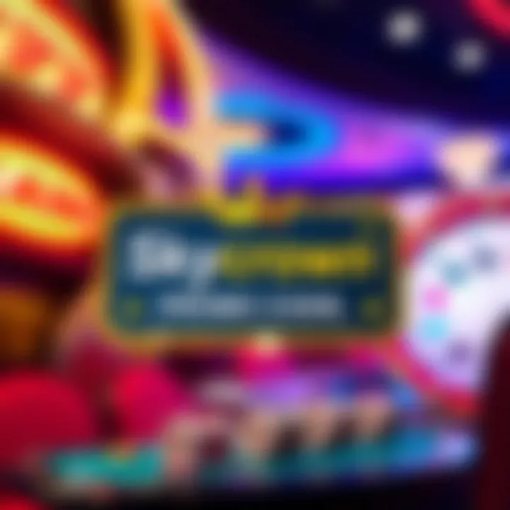 Illustration showing a digital coupon symbolizing a casino promo code with vibrant casino-themed background