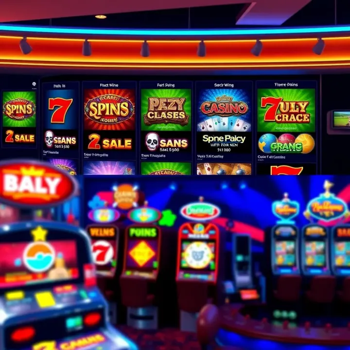 Colorful online casino games interface showcasing various slot machines and table games