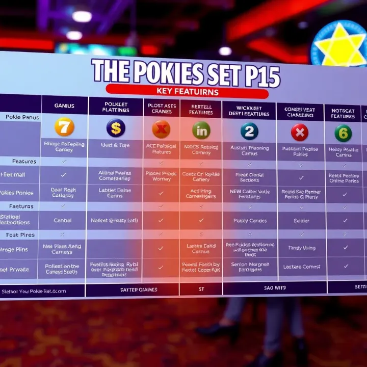 A comparison chart displaying key features of Australian online pokies platforms