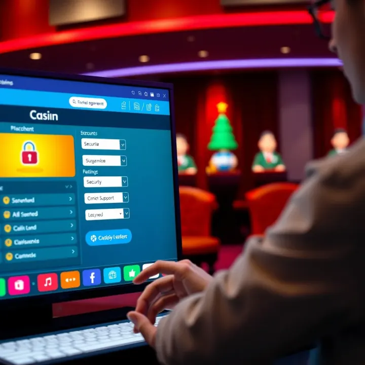 User managing account credentials with security settings and customer support icons