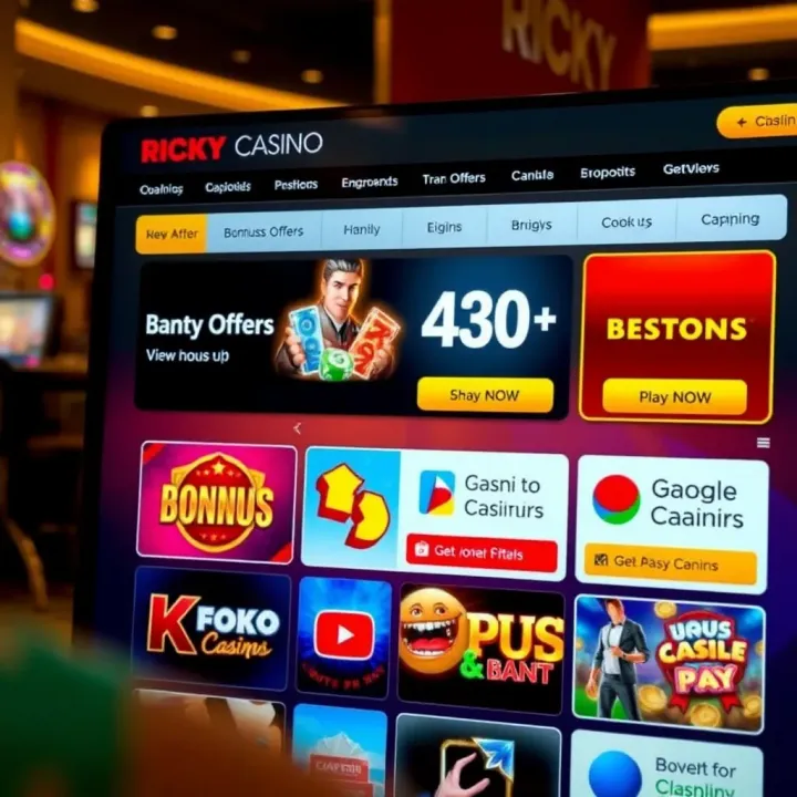 User-friendly online casino interface displaying bonus offers and payment options