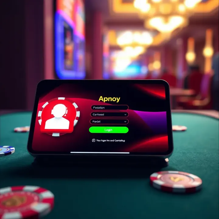 Secure online casino login interface on a digital device with privacy features