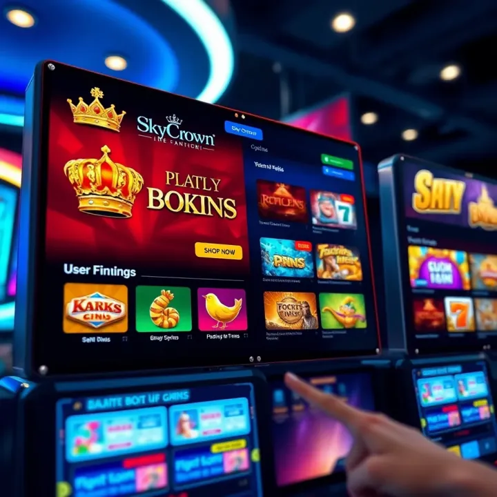 SkyCrown online pokies platform interface displaying various game options and user-friendly navigation