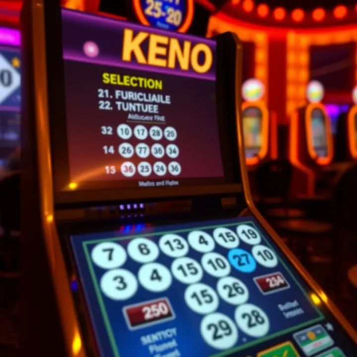 Digital keno game interface displaying numbered balls and a player’s selected numbers on screen