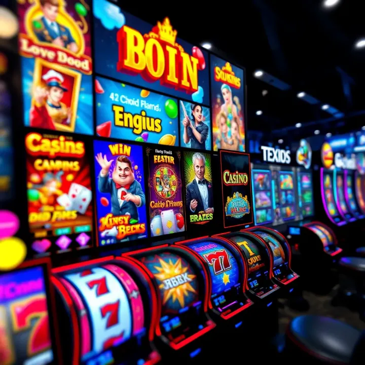 Online casino interface showcasing a variety of slot games with vibrant graphics and engaging themes