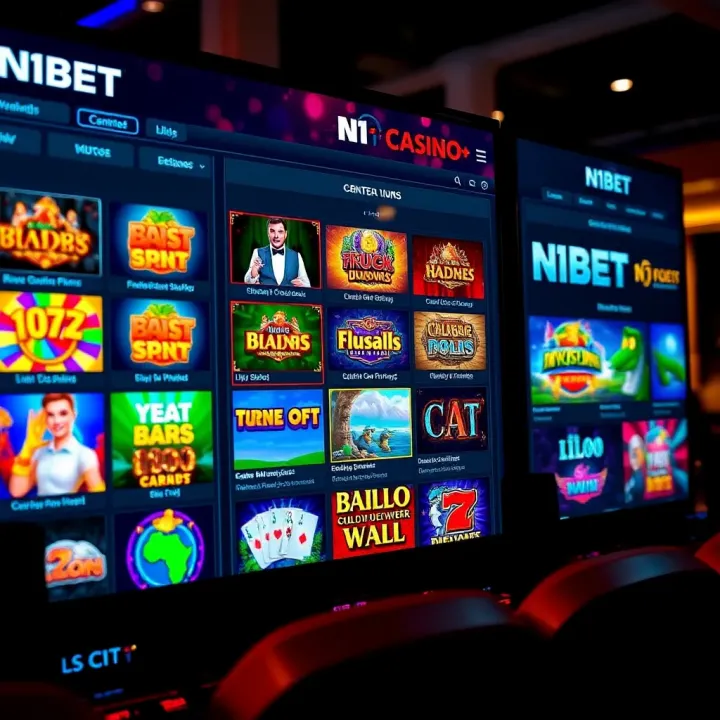 Interface of an online casino displaying a variety of slot games and live dealer options for players