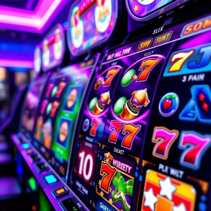 Colorful online pokie game interface showing reels with various symbols and vibrant graphics