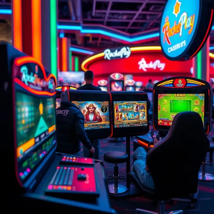 Digital gaming interface showcasing RocketPlay’s unique games in a vibrant Limassol setting
