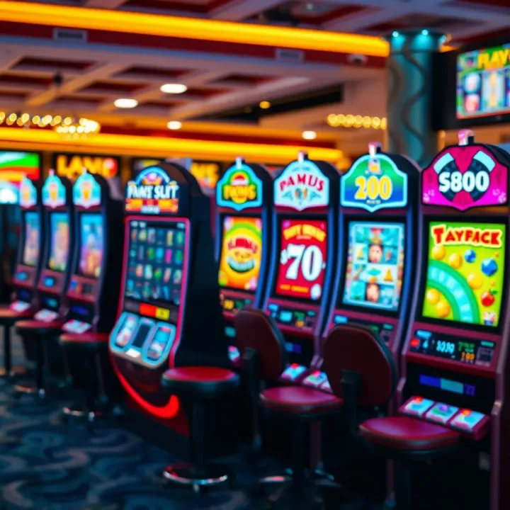 Colorful digital slot machines showcasing various themes in an online casino platform