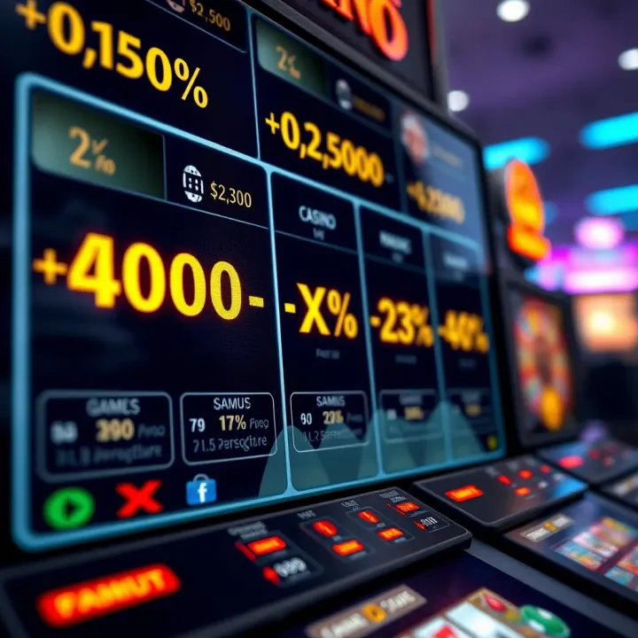 Illustration showing a digital casino interface highlighting payout percentages on various games
