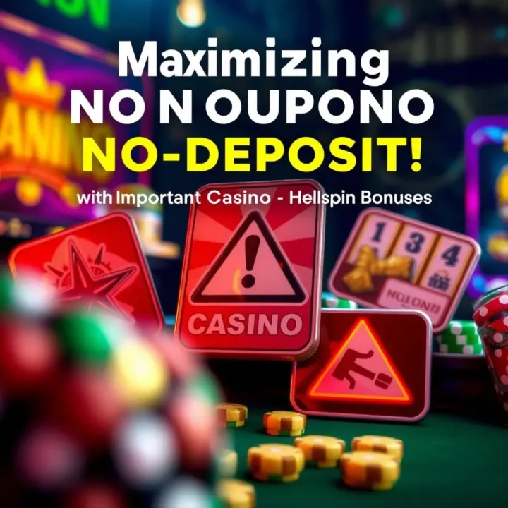 Illustration of casino game icons with bonus tags and warning signs