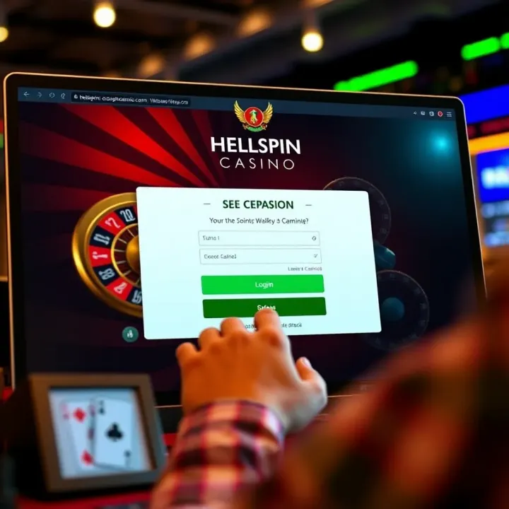 User entering login credentials on Hellspin Casino website interface