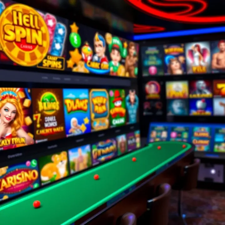 Colorful array of casino game icons representing various slots and table games available at Hellspin casino