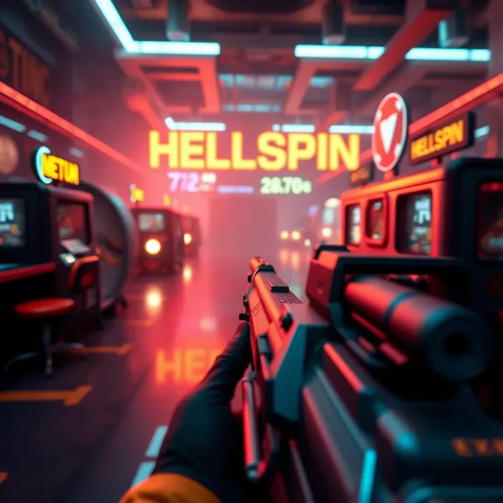 Futuristic fast-paced shooter gameplay with vibrant retro visuals and intense combat scenes