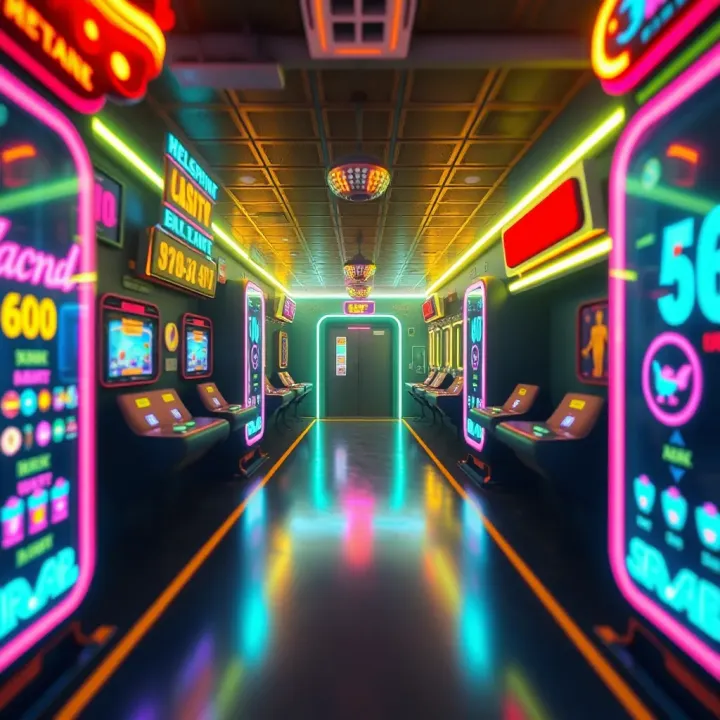 Detailed pixel art environment with neon colors and dynamic lighting reflecting a classic retro game style