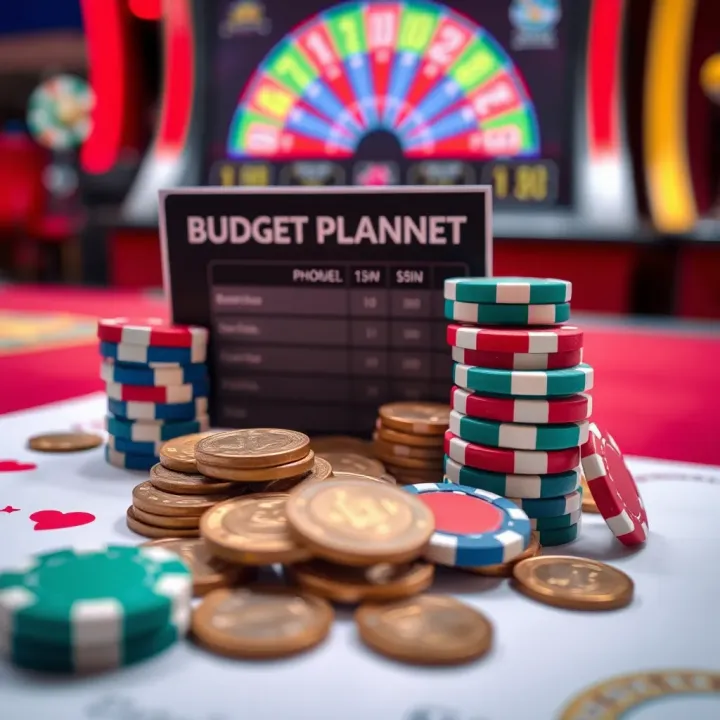 Illustration of a budget plan with coins and poker chips representing smart money management