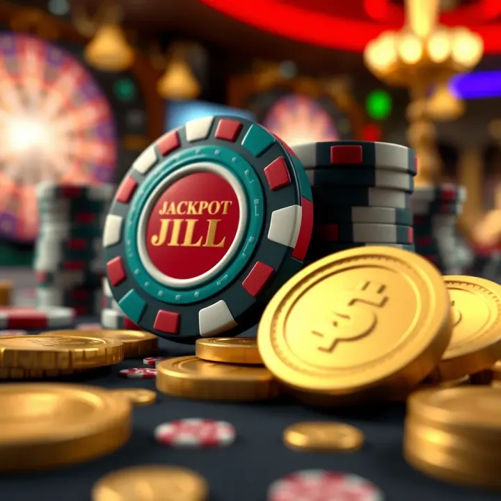 Illustration of casino chips and bonus coins symbolizing the rewards from the Jackpot Jill sign up offer