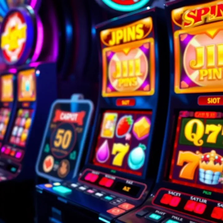 Colorful online casino slot games interface with vibrant symbols and jackpot display