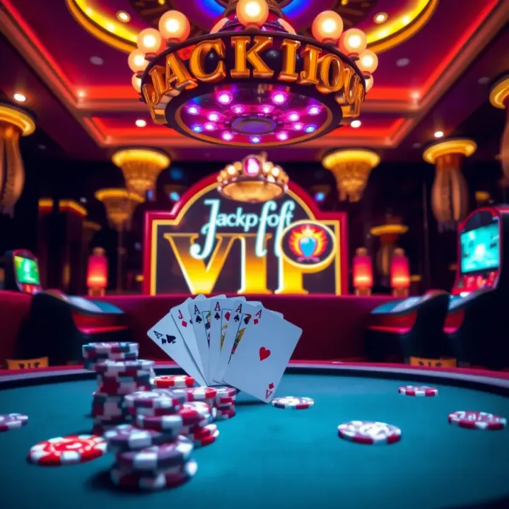 Luxurious VIP lounge with casino chips and cards symbolizing exclusive rewards