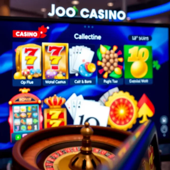 Colorful array of casino game icons representing slot machines, poker, and roulette on a digital screen