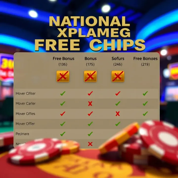 Comparison chart highlighting differences between free chips and other casino bonus types