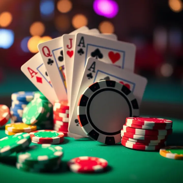 Colorful casino chips and cards symbolizing casino bonuses