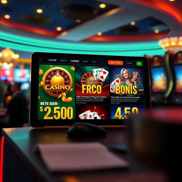 Secure Online Casino Platform Featuring Bonus Offers Illustration of a secure online casino interface with bonus offer details