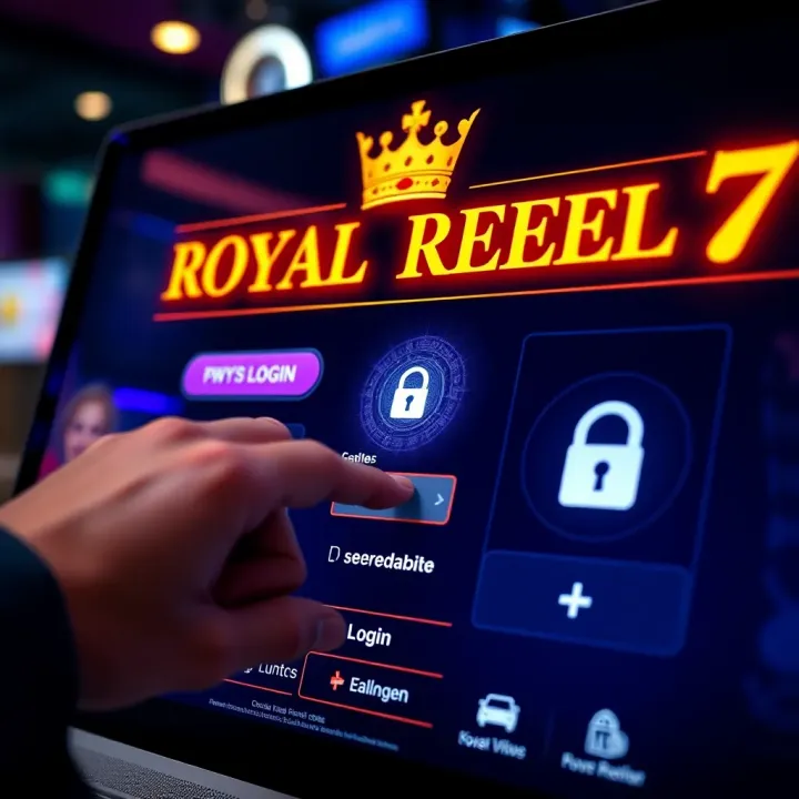 Royal Reels 7 Login Interface with Security Features User entering login credentials on Royal Reels 7 interface with a secure lock symbol