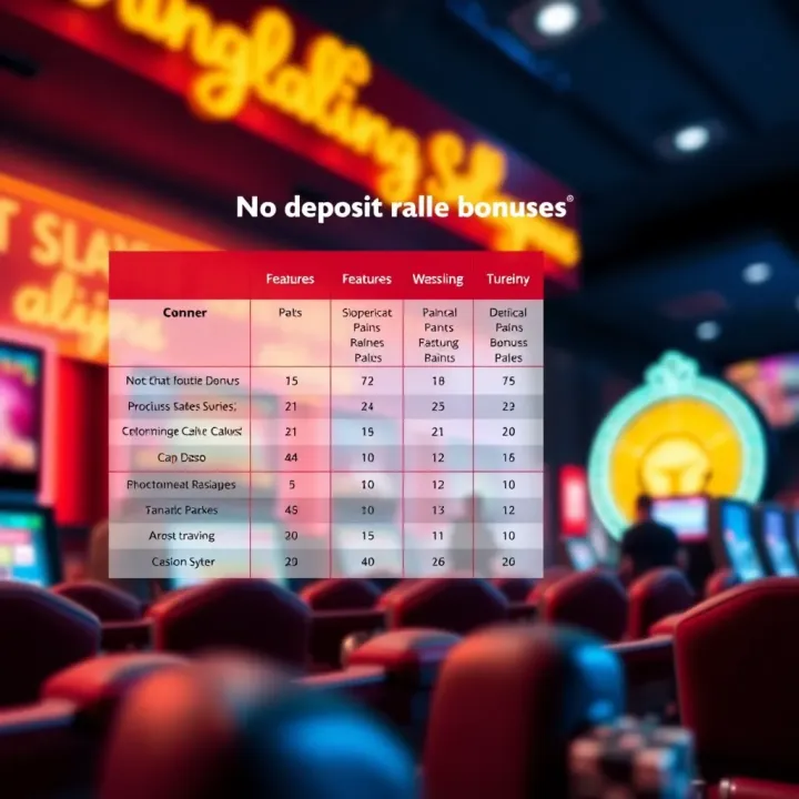 Comparison of No Deposit Bonuses in Australian Online Casinos Comparison chart illustrating key features of no deposit bonuses across Australian online casinos