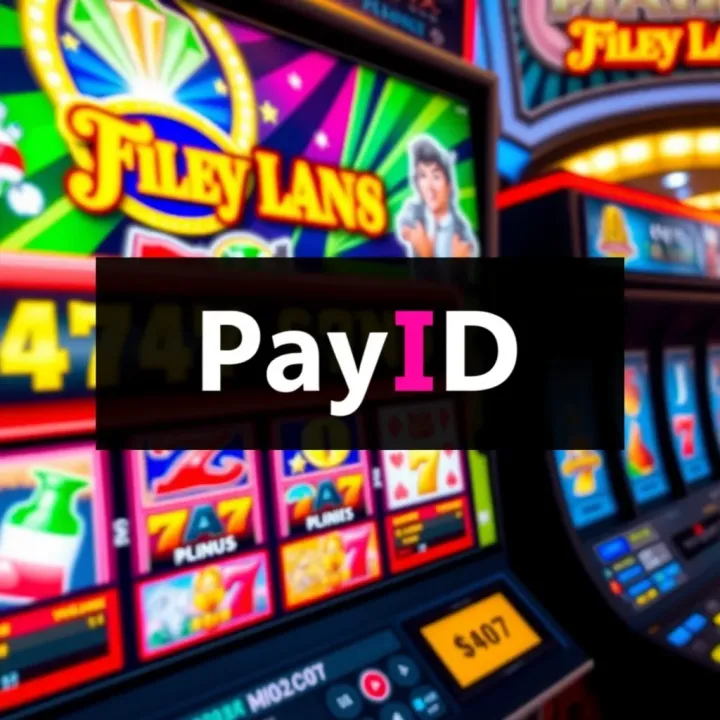 Graphic of a vibrant online casino screen with pokies games and PayID payment option highlighted