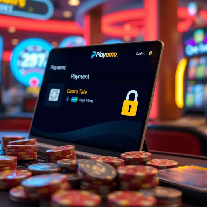Digital payment options and secure transaction symbols for online casino deposits