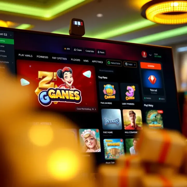 Online casino platform interface showcasing game variety and player dashboard