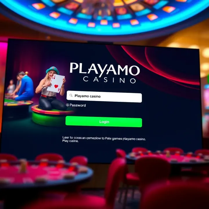 Screenshot of Playamo Casino login page showcasing the username and password fields on a clean interface