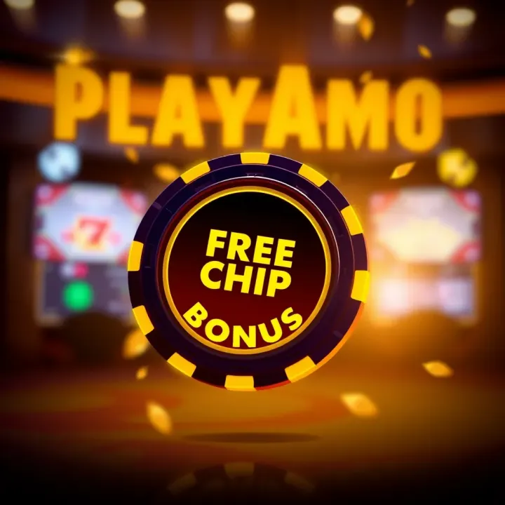 Illustration of a casino chip glowing with excitement symbolizing a free chip no deposit bonus
