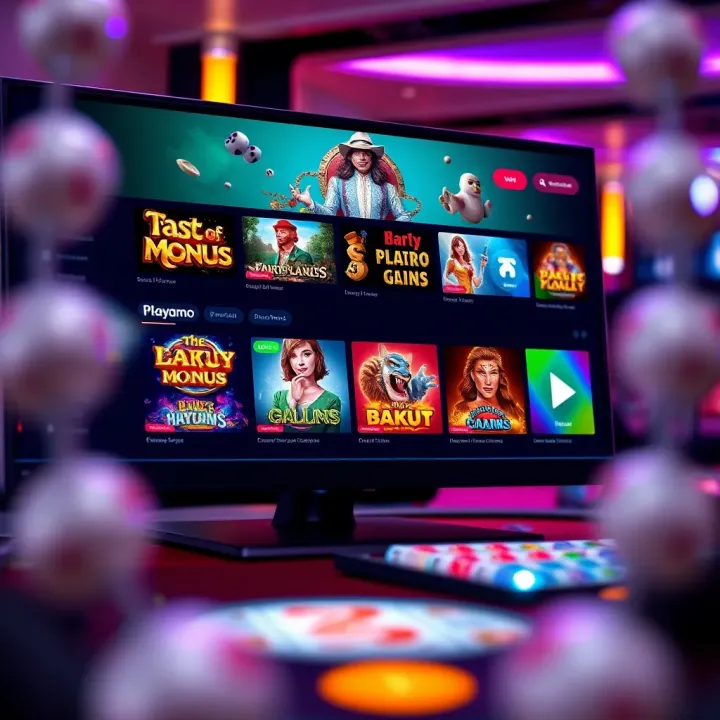 Playamo Platform Interface and Navigation Overview User interface of Playamo platform showcasing game selection and navigation menus on screen