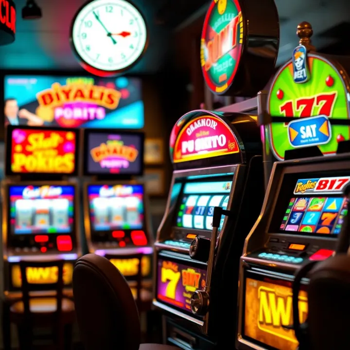 Classic Australian pub pokies with colorful reels and flashing lights