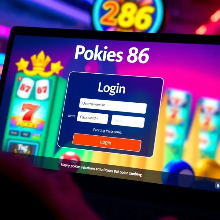 Login Screen of the Pokies 86 Platform User interface showing login screen for an online gaming platform with username and password fields