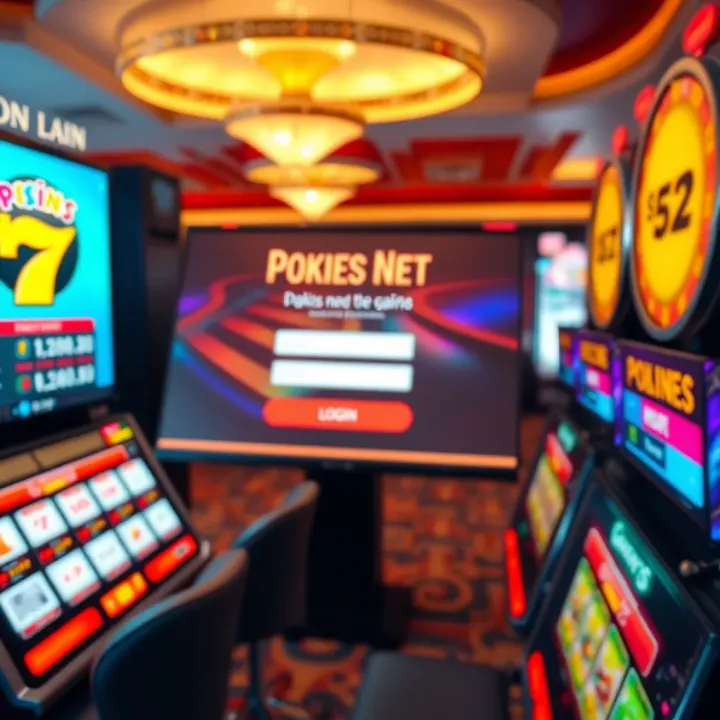 Pokies Net Login Access Interface User interface displaying login screen for online pokies gaming platform