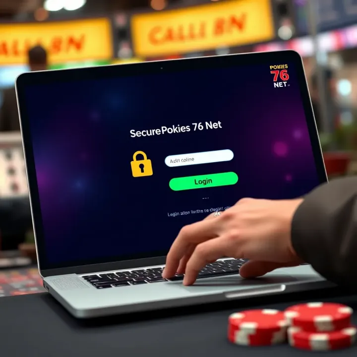 User logging into online gaming platform on laptop with secure connection