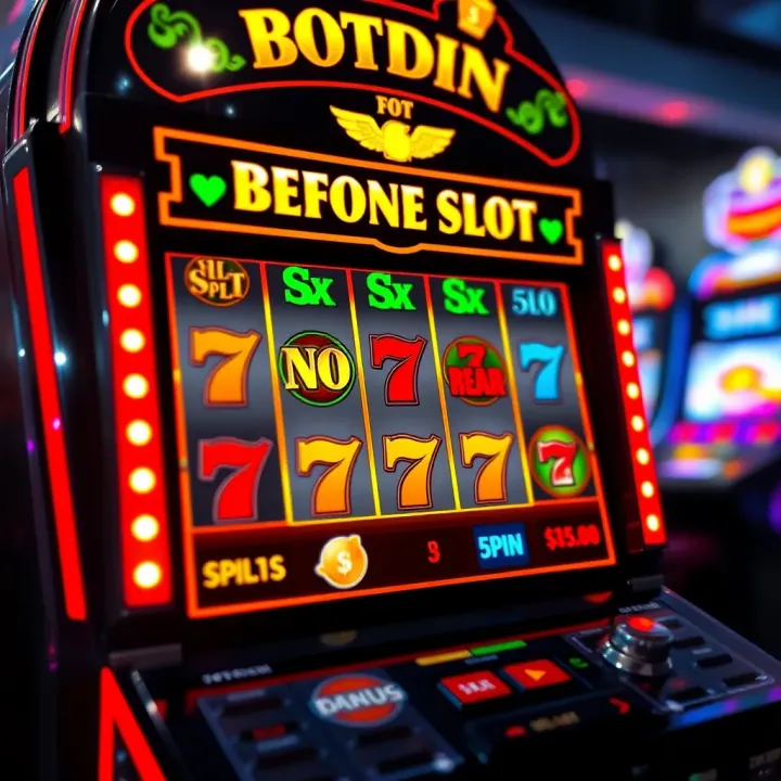 Illustration of a digital slot machine interface highlighting bonus features